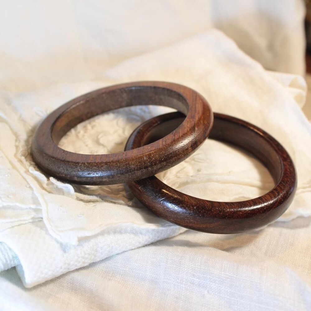 Boho Set of Wooden Bangle Bracelets
